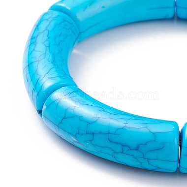 11 pièces 11 couleurs imitation pierres précieuses acrylique tube incurvé gros bracelets extensibles ensemble pour les femmes(BJEW-JB08136)-5