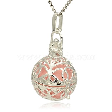 Silver Color Plated Brass Hollow Round Cage Pendants(KK-J240-01S)-2