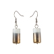 Half Electroplate Opaque Glass Column Beads Dangle Earrings(EJEW-JE04588-06)-1