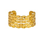 Hammered 304 Stainless Steel Multi-strand Cuff Bangles for Women, Horse Eye Shape, Golden, Inner Diameter: 2.56 inch(6.5cm)(WG1611B-01)