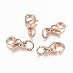 304 Stainless Steel Lobster Claw Clasps, Parrot Trigger Clasps, Rose Gold, 12x7.5x3.5mm, Hole: 4mm(X-STAS-K155-D-11RG)