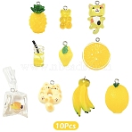 10Pcs 10 Styles Opaque & Transparent Resin Pendants, with Platinum Iron Peg Bail, Mixed Shapes, Mixed Color, 20~51x12~23x7~8.5mm, Hole: 1.8~2mm, 1pc/style(RESI-YW0005-19)