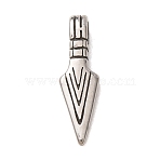 316 Stainless Steel Pendants, Arrow Charms, Stainless Steel Color, 17x5x3mm, Hole: 1.4mm(SA-CBA7555-11AS)