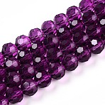 Baking Paint Transparent Glass Beads, Round, Faceted(32 Faceted), Purple, 10mm, Hole: 1.6mm(X1-DGLA-A035-T10mm-A09)