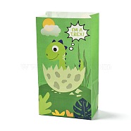 Kraft Paper Bags, No Handle, Wrapped Treat Bag for Birthdays, Baby Showers, Rectangle with Dinosaur Pattern, Lime Green, 24x13x8.1cm(CARB-D012-03A)