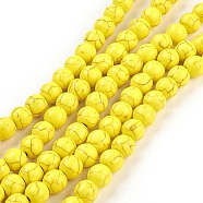 1 Strand Synthetic Turquoise Round Beads Strands, Dyed, Gold, 8mm, Hole: 1mm, about 50pcs/strand, 15.35 inch(X-TURQ-G106-8mm-02I)