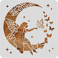 Large Plastic Reusable Drawing Painting Stencils Templates, for Painting on Scrapbook Fabric Tiles Floor Furniture Wood, Square, Moon Pattern, 300x300mm(DIY-WH0172-651)