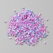 Opaque Colours Glass Hexagon Bugle Beads, Round Hole, Medium Purple, 1.5~2.5x2mm, Hole: 0.9mm, 5500pcs/100g(GLAA-TAC0005-008B)