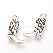 Tibetan Style Alloy Pendants, Cadmium Free & Lead Free, Boots, Antique Silver, 18x11.5x2.5mm, Hole: 2mm(X-TIBE-Q070-43AS-RS)