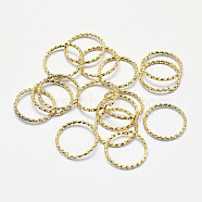 Long-Lasting Plated Brass Jump Rings, Real 18K Gold Plated, Nickel Free, Ring, Open Jump Rings, 18 Gauge, 12x1mm, Inner Diameter: 10mm(X-KK-K193-A-136G-NF)