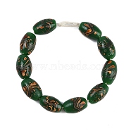 Opaque Handmade Lampwork Beads, Oval, Dark Green, 19~21x12~13mm, Hole: 2~3mm(BLOW-D006-05G)