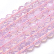 Opalite Beads Strands, Faceted, Round, 7.5~8mm, Hole: 1mm, about 50pcs/strand, 15.35 inch(39cm)(G-L557-43-8mm)