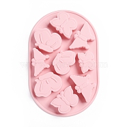 Food Grade Silicone Molds, Fondant Molds, Baking Molds, Chocolate, Candy, Biscuits, UV Resin & Epoxy Resin Jewelry Making, Butterfly, Pink, 227x149x24mm, Inner Size: 26~59x38~63mm(DIY-G022-10)