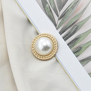 Alloy Shank Buttons, with Plastic Imitation Pearls Bead, for Garment Accessories, White, 18mm(SENE-PW0013-08A-08)