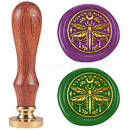 Wax Seal Stamp Set, Sealing Wax Stamp Solid Brass Head with Wood Handle, for Envelopes Invitations, Gift Card, Dragonfly, 83x22mm, Stamps: 25x14.5mm(AJEW-WH0208-1367)