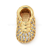 Brass Micro Pave Clear Cubic Zirconia Beads, Shoe, Real 18K Gold Plated, 15x7.5x6.5mm, Hole: 1.8mm(KK-G493-07G)