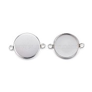 304 Stainless Steel Cabochon Connector Settings, Plain Edge Bezel Cups, Flat Round, Stainless Steel Color, Tray: 14mm, 21.5x16x2mm, Hole: 2mm(STAS-G170-26P-14mm)