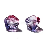 Transparent Czech Glass Beads, Two Tone, Flower, Medium Blue, 10x8mm, Hole: 2mm, about 120pcs/bag(GLAA-G070-05D-013)