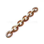 Handmade CCB Plastic Cable Chains, with Acrylic Linking Rings, Golden, Coffee, Links: 24.2x18.2x4mm and 19x12x4.7mm, 39.37 inch(1m)/strand(AJEW-JB00682-06)
