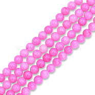 Crackle Glass Beads Strands, Dyed & Heated, Round, Magenta, 10mm, Hole: 1mm, about 78~79pcs/strand, 29.92 inch~30.24 inch(76~76.8cm)(GLAA-N046-004B-27)