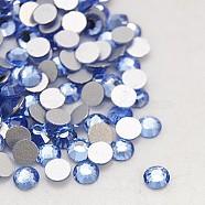 Glass Flat Back Rhinestone, Grade A, Back Plated, Faceted, Half Round, Light Sapphire, 6.3~6.5mm, about 288pcs/bag(X-RGLA-C002-SS30-206)