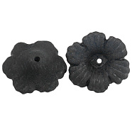 Transparent Acrylic Beads, Frosted, Flower, Black, 11x4.5mm, Hole: 1mm, the wholesale of PL561(X-PL561-12)