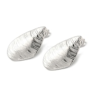 304 Stainless Steel Stud Earrings, Shell Shape, Stainless Steel Color, 25x15mm(EJEW-Z022-15P)