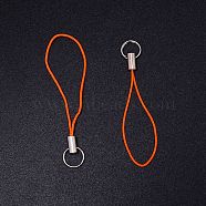 Polyester Cord Mobile Straps, with Platinum Plated Iron Findings, Orange, 5.6cm(MOBA-WH0006-03)