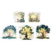 10Pcs 5 Styles Forest Theme PET Waterproof Stickers Sets, Adhesive Decals for DIY Scrapbooking, Photo Album Decoration, Tree, 74~754x70~80x0.2mm, 2pcs/style(DIY-B071-02F)