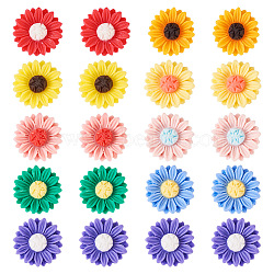 Pandahall 54Pcs 9 Styles Opaque Resin Cabochons, Sunflower, Mixed Color, 15~16x5mm, 6pcs/style(CRES-TA0001-26)