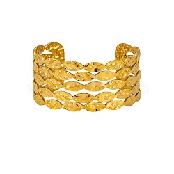 Hammered 304 Stainless Steel Multi-strand Cuff Bangles for Women, Horse Eye Shape, Golden, Inner Diameter: 2.56 inch(6.5cm)(WG1611B-01)
