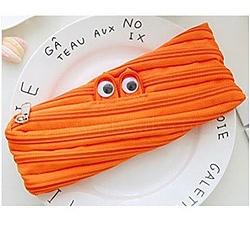 Canvas Storage Pencil Pouch, Zipper Funny Eye Pen Holder, for Office & School Supplies, Rectangle, Orange Red, 205x85mm(OFST-PW0014-25E)