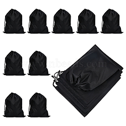 Nylon Shoes Storage Drawstring Bags, Rectangle, Black, 37.4x28.8x0.25cm(ABAG-WH0038-40)