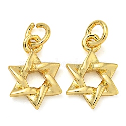 Rack Plating Hexagram Pendants, Lead Free & Cadmium Free, Long-Lasting Plated, with Ring Jump, Real 18K Gold Plated, 12.5x8.5x1mm, Hole: 3mm(KK-Z063-18G)