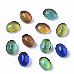 Translucent Glass Cabochons, Changing Color Mood Cabochons, Flat Oval, Black, 8x6x4.5mm(GLAA-T023-02A)