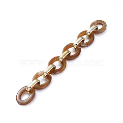 Handmade CCB Plastic Cable Chains, with Acrylic Linking Rings, Golden, Coffee, Links: 24.2x18.2x4mm and 19x12x4.7mm, 39.37 inch(1m)/strand(AJEW-JB00682-06)