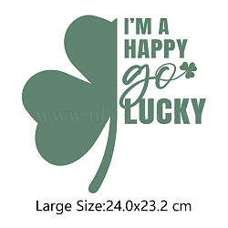 Saint Patrick's Day Theme PET Sublimation Stickers, Heat Transfer Film, Iron on Vinyls, for Clothes Decoration, Clover, 240x232mm(PW-WG11031-07)