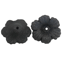 Transparent Acrylic Beads, Frosted, Flower, Black, 11x4.5mm, Hole: 1mm, the wholesale of PL561(X-PL561-12)