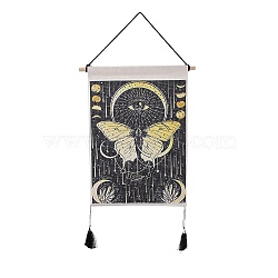 Bohemia Style Cloth Wall Hanging Tapestry, Vertical Tapestry, with Wood Rod & Iron Traceless Nail & Cord, for Home Decoration, Rectangle, Diamond Pattern, 850mm(HJEW-E003-01L)