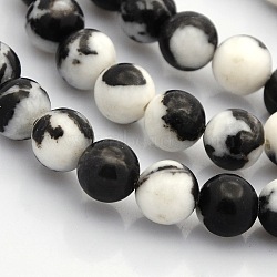 Round Natural Zebra Jasper Gemstone Beads Strands, 8mm, Hole: 1mm, about 45~48pcs/strand, 15 inch(G-N0120-31-8mm)