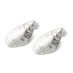 304 Stainless Steel Stud Earrings, Shell Shape, Stainless Steel Color, 25x15mm(EJEW-Z022-15P)
