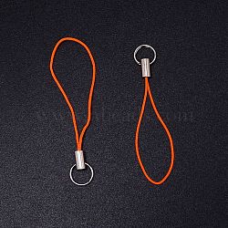 Polyester Cord Mobile Straps, with Platinum Plated Iron Findings, Orange, 5.6cm(MOBA-WH0006-03)