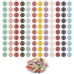 120Pcs 12 Colors Golden Plated Alloy Charms, with Enamel, Enamelled Sequins, Flat Round with Letter, Letter.O, 14x12x2mm, Hole: 1.5mm, 10pcs/color(ENAM-SZ0001-64O)