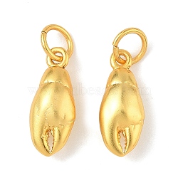 Ocean Brass Pendants, Crab Claw Charms, Long-Lasting Plated, Lead Free & Cadmium Free, with Jump Ring, Real 24K Gold Plated, 14x6x4mm, Hole: 3mm(KK-K364-23A-G)