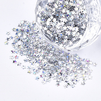 Shining Nail Art Glitter, Manicure Sequins, DIY Sparkly Paillette Tips Nail, Star, Silver, 2.5x2.5x0.3mm