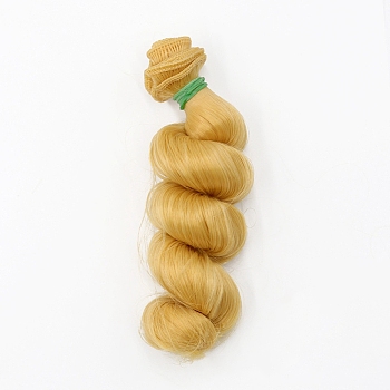 High Temperature Fiber Long Curly Hairstyle Doll Wig Hair, for DIY Girl BJD Makings Accessories, Goldenrod, 5.91 inch(15cm)