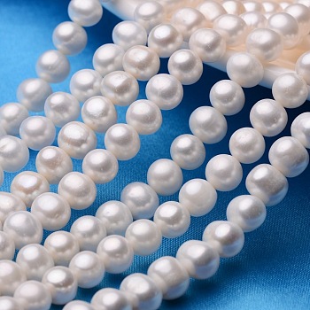 Potato Natural Cultured Freshwater Pearl Beads Strands, Creamy White, 8~9mm, Hole: 0.8mm, about 44~54pcs/strand, 13.5 inch~15.7 inch