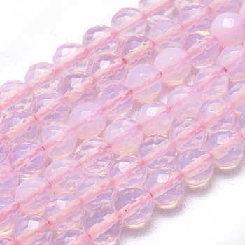 Opalite Beads Strands, Faceted, Round, 7.5~8mm, Hole: 1mm, about 50pcs/strand, 15.35 inch(39cm)
