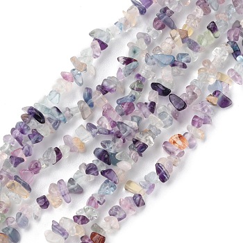 Natural Fluorite Beads Strands, Chip, 1.5~4.5x3~13x2.5~8mm, Hole: 0.6mm, 30.94~31.97 inch(78.6~81.2cm)