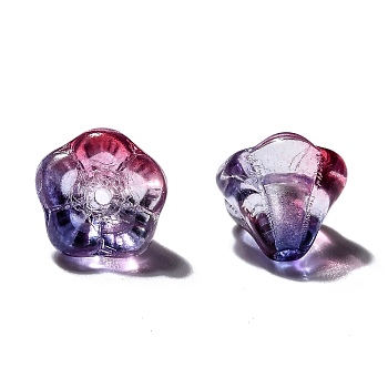 Transparent Czech Glass Beads, Two Tone, Flower, Medium Blue, 10x8mm, Hole: 2mm, about 120pcs/bag